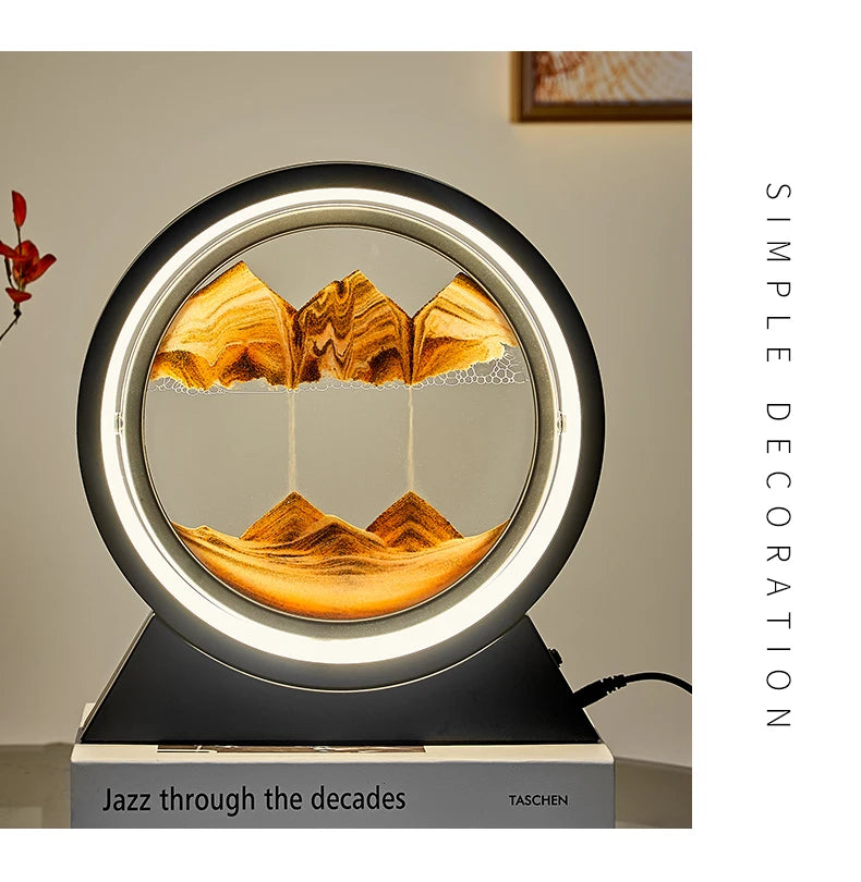 Creative Quicksand Table Lamp Moving Sand Art Picture 3D Hourglass