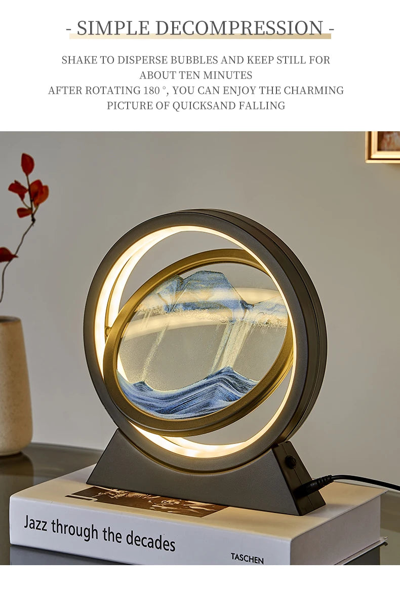 Creative Quicksand Table Lamp Moving Sand Art Picture 3D Hourglass