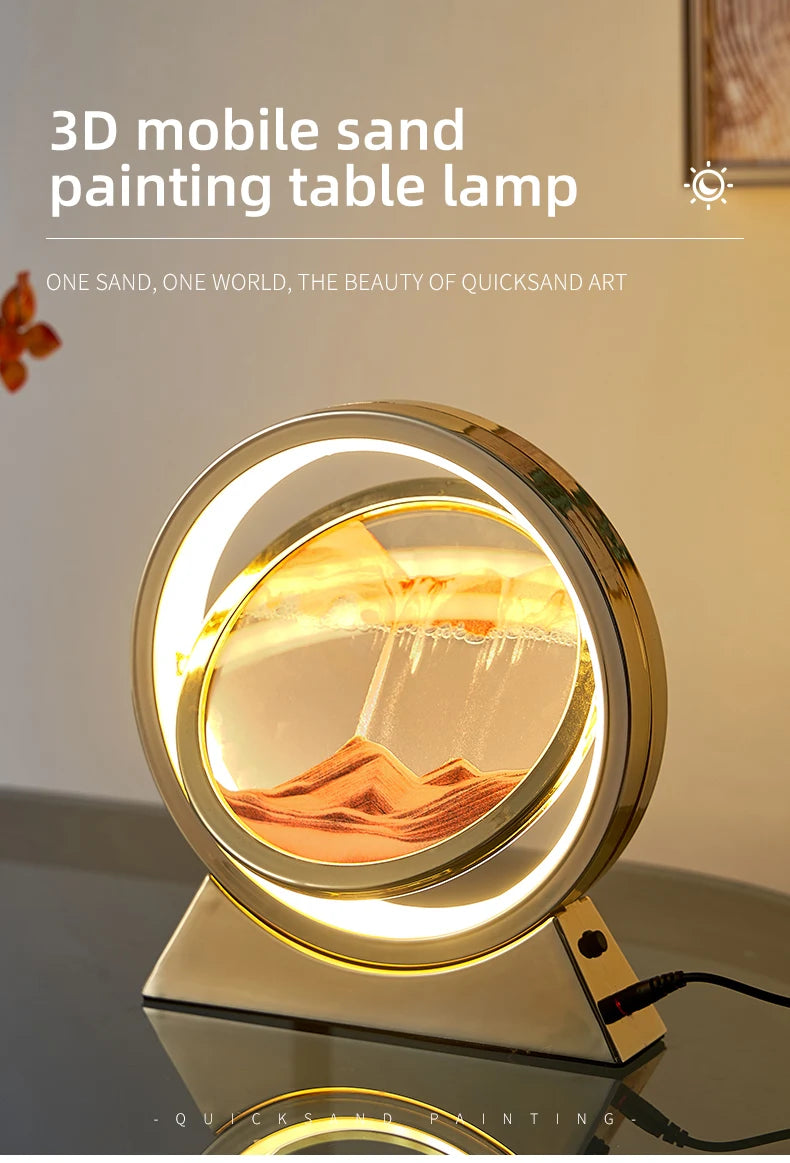 Creative Quicksand Table Lamp Moving Sand Art Picture 3D Hourglass