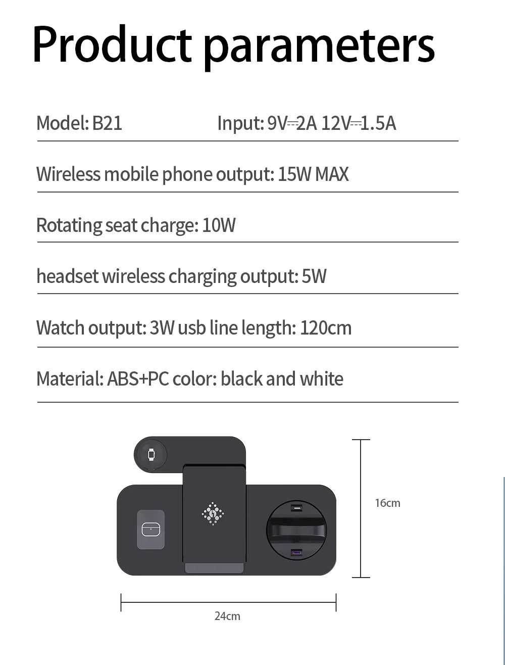 Foldable 6 In 1 Wireless Charger Stand For iPhone