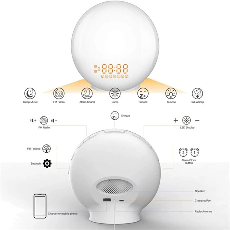 Light Alarm Clock - Sunrise/Sunset Simulation - FM Radio