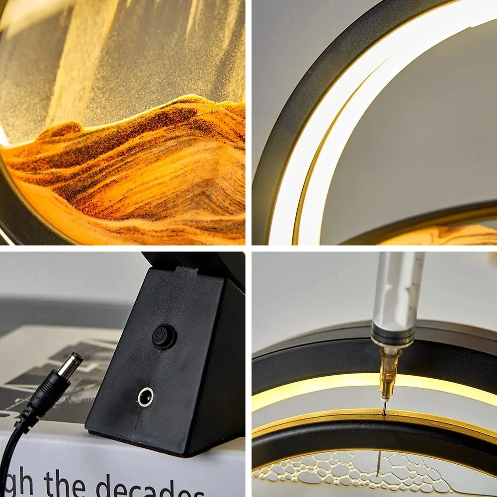 Creative Quicksand Table Lamp Moving Sand Art Picture 3D Hourglass