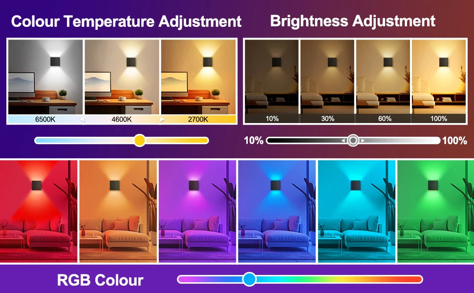 RCBCW Smart Outdoor Wall Light - Dimmable - Smart Life APP - Alexa - Google