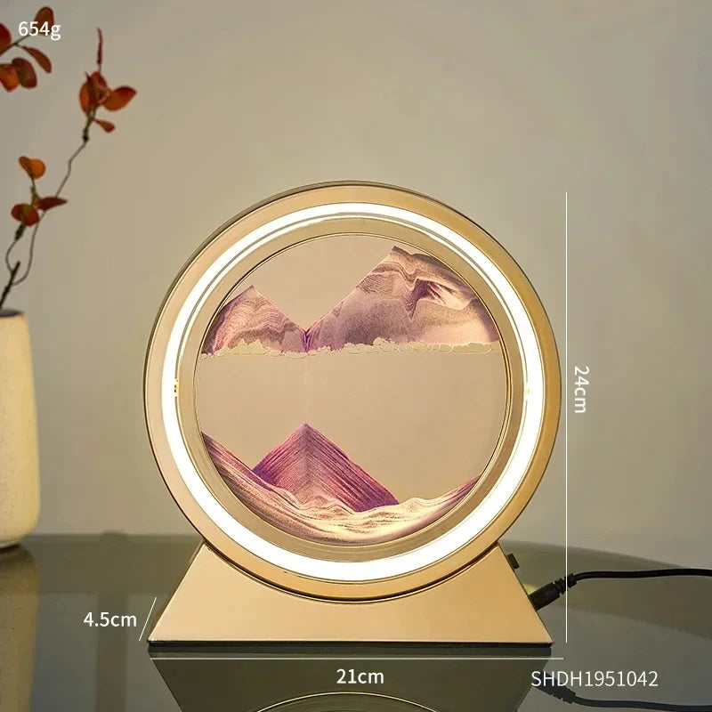 Creative Quicksand Table Lamp Moving Sand Art Picture 3D Hourglass