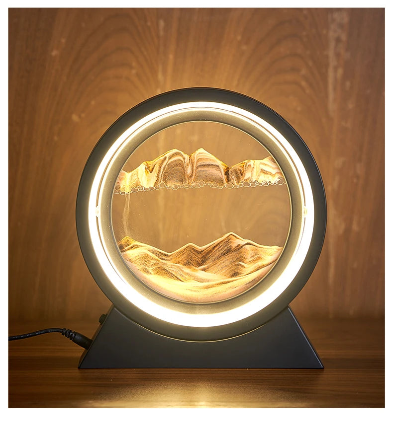 Creative Quicksand Table Lamp Moving Sand Art Picture 3D Hourglass