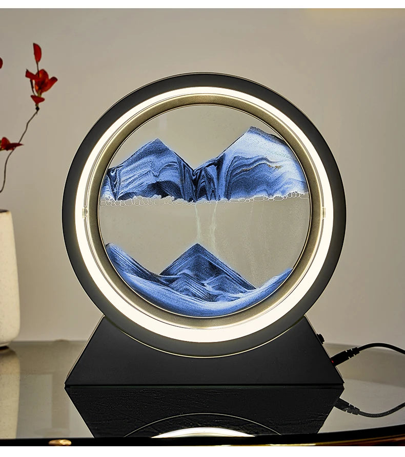 Creative Quicksand Table Lamp Moving Sand Art Picture 3D Hourglass