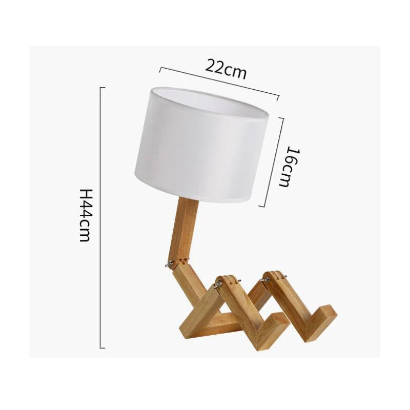 Robot Shape Wooden Table Lamp - Cloth Art Wood