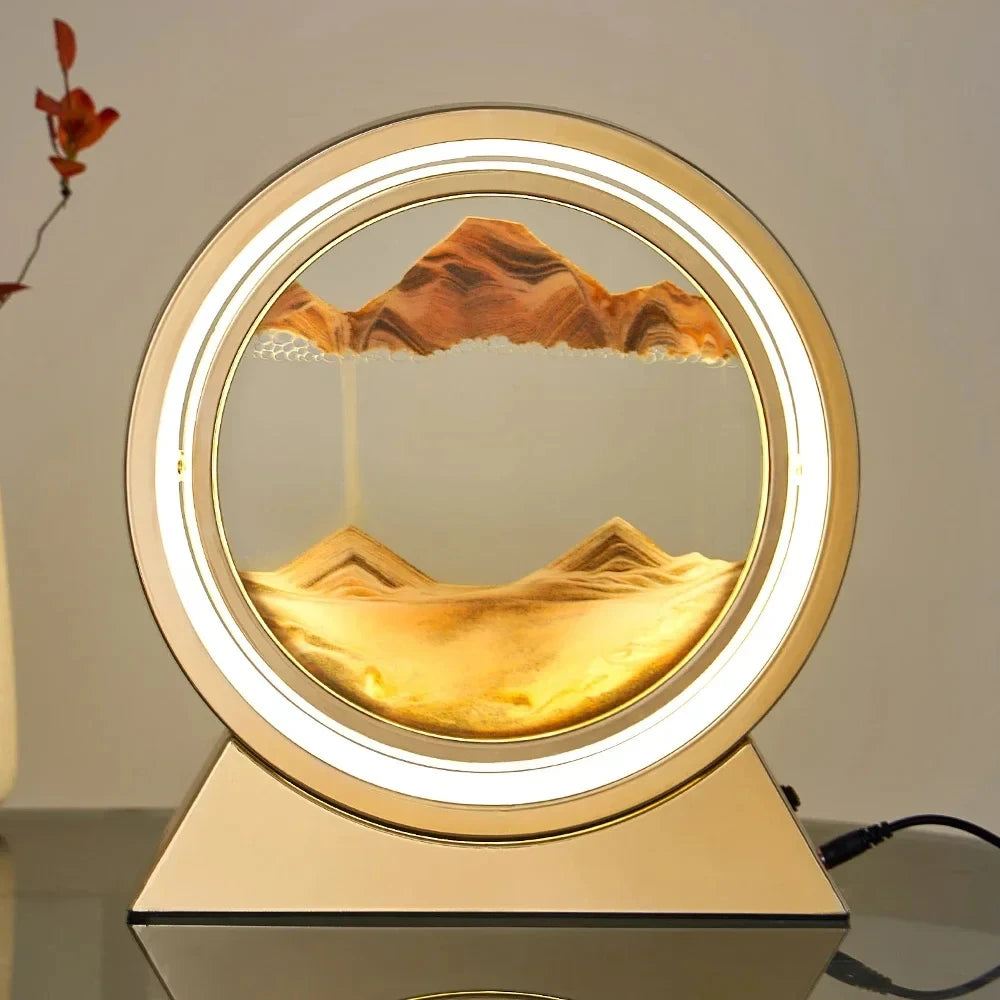 Creative Quicksand Table Lamp Moving Sand Art Picture 3D Hourglass