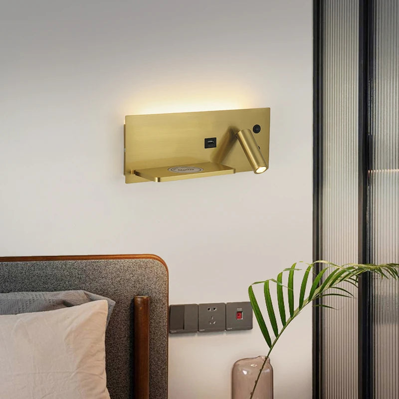 Multifunctional Wireless Charger - LED Reading Wall Lamp