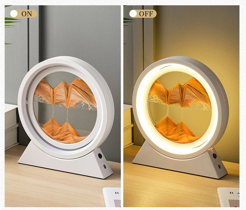 Creative Quicksand Table Lamp Moving Sand Art Picture 3D Hourglass