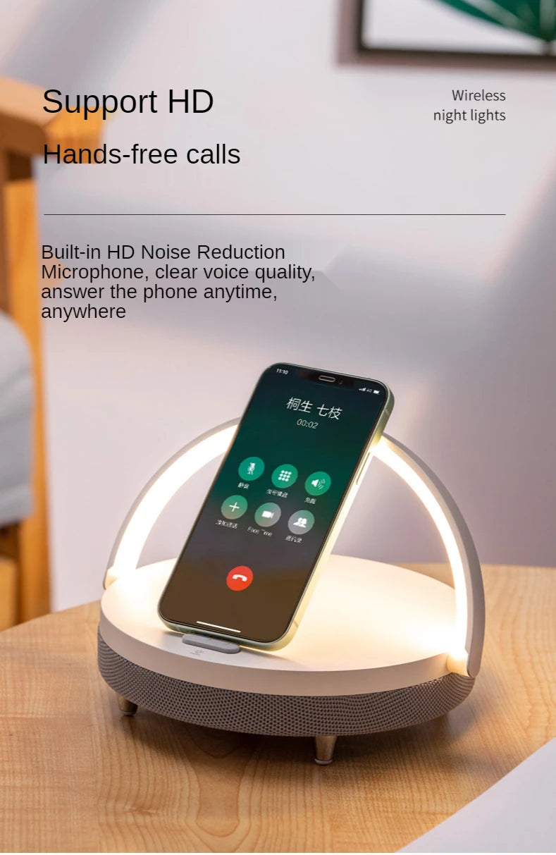 Wood Wireless Chargers LED Lamp Bluetooth Speaker