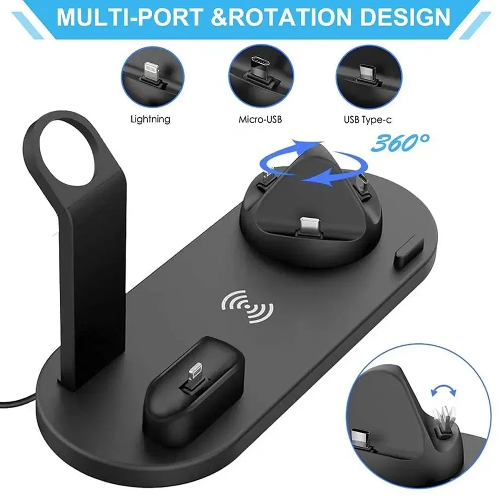 5 in 1 Universal Fast Charging Wireless Charger Stand Foldable Charging Station