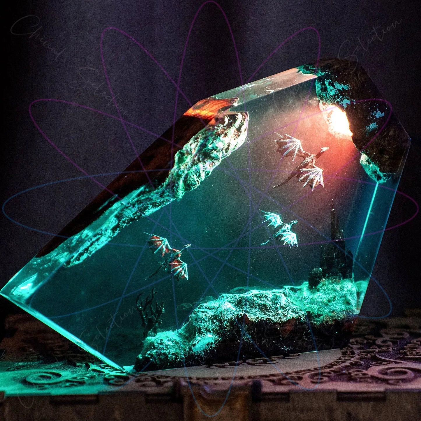 Fire and Ice Dragon Resin Light