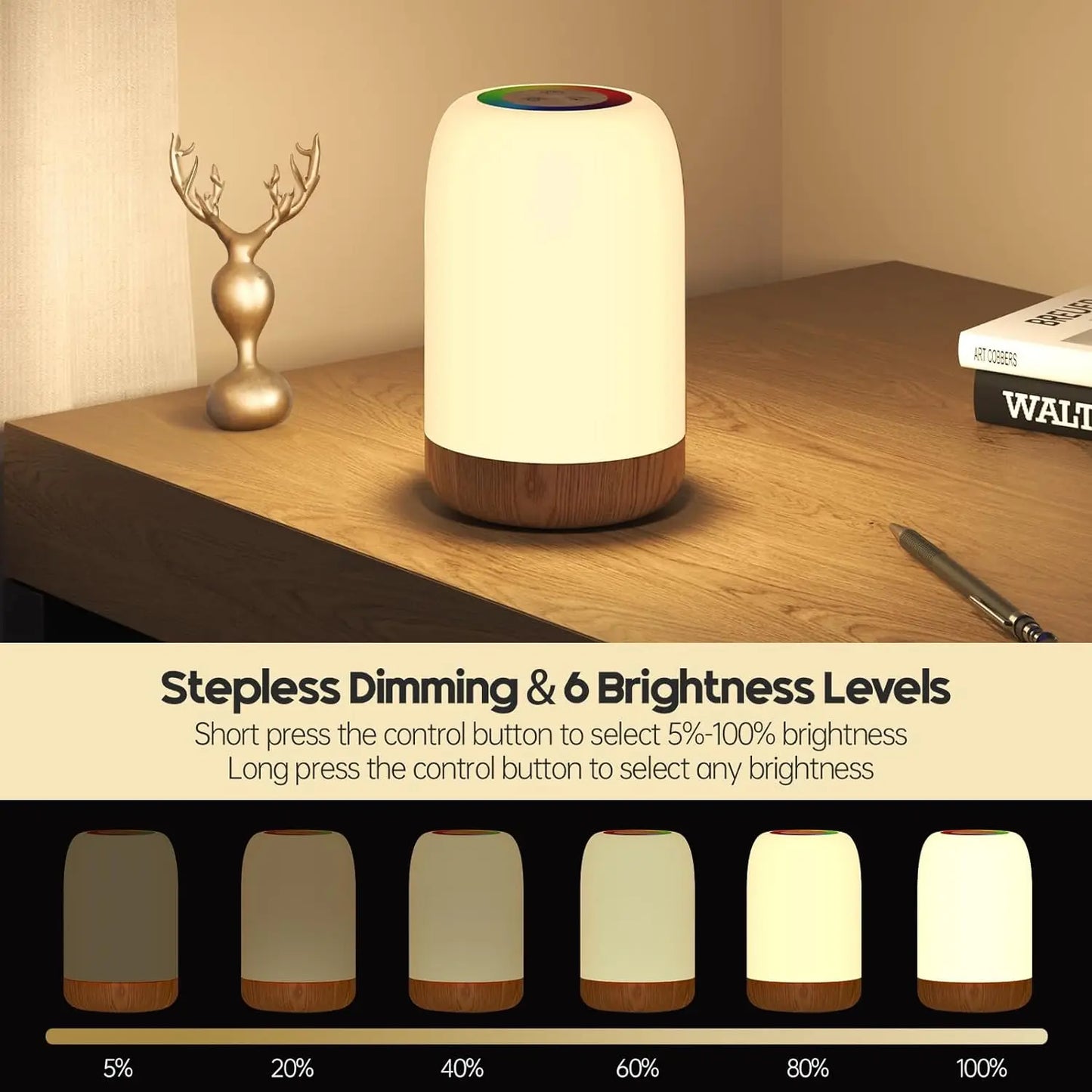 Bedside lamp - touch dimmable - rechargeable
