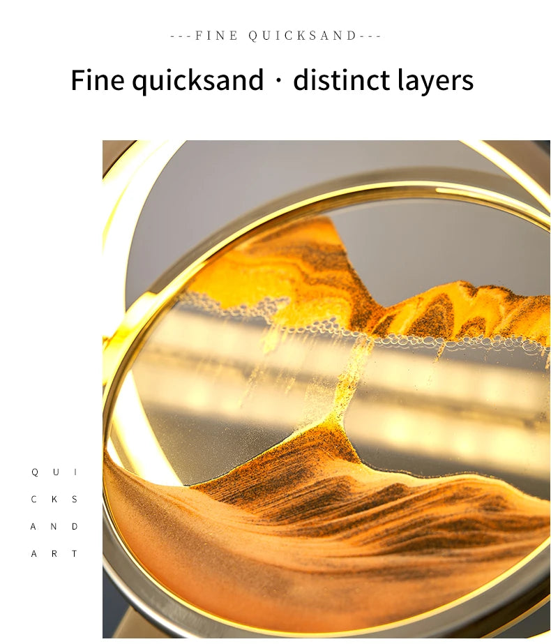 Creative Quicksand Table Lamp Moving Sand Art Picture 3D Hourglass