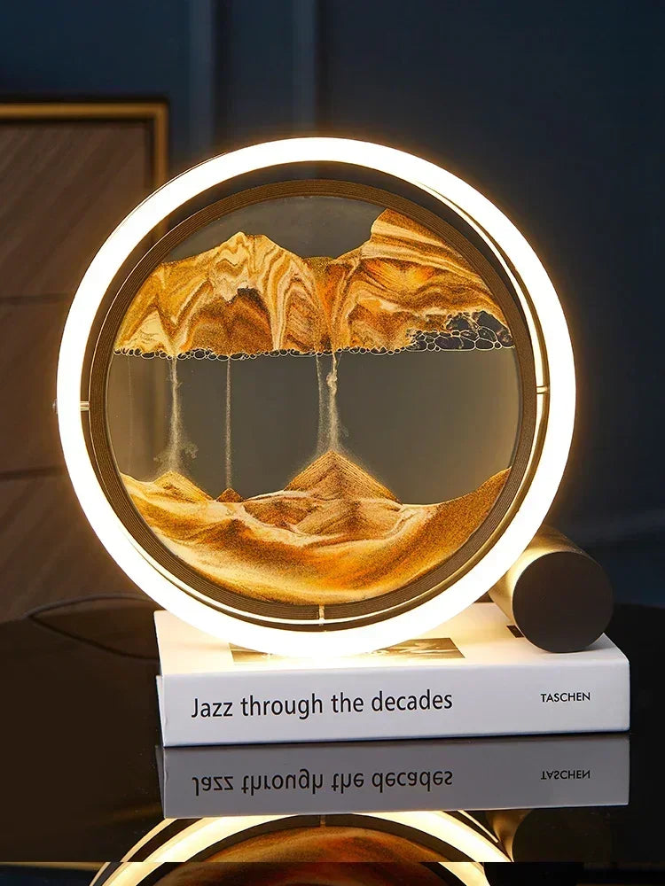 Creative Decompression Quicksand Painting Hourglass Decoration Office Top Decoration Living Room Bedroom Bedside Night Light