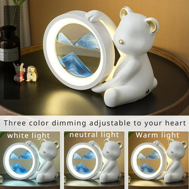 Cute Bear Flowing Sand Decoration Lights