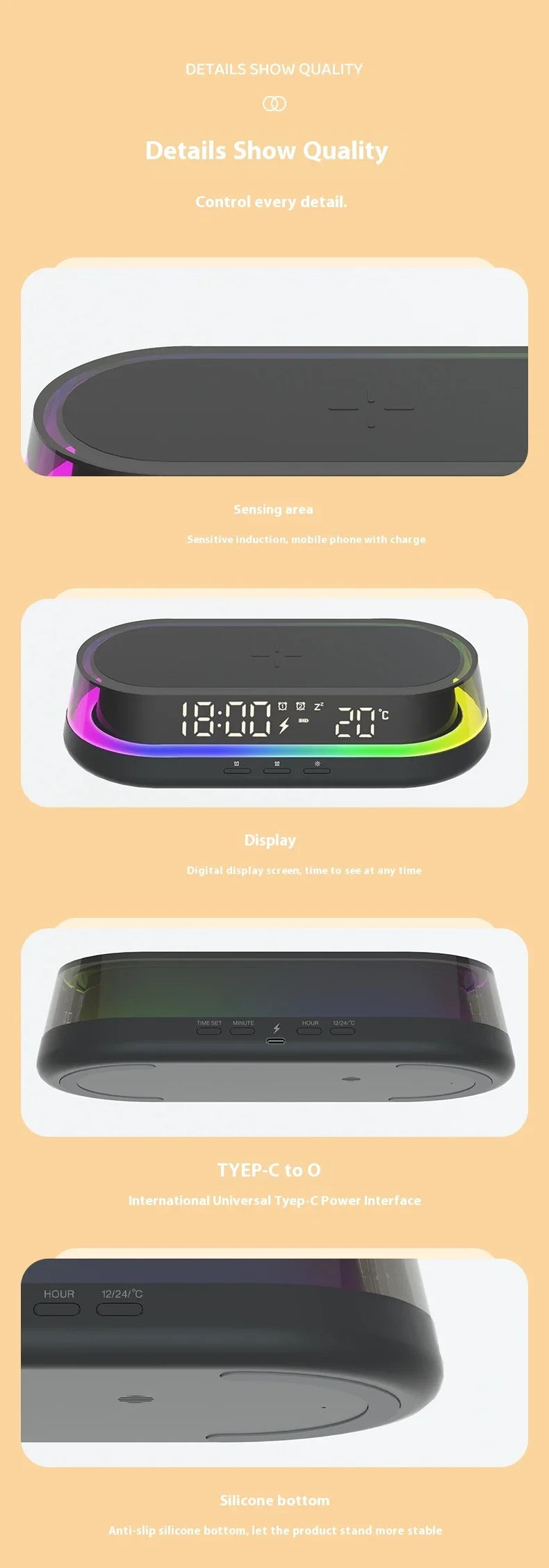 15W Wireless Charging with Symphony Lights