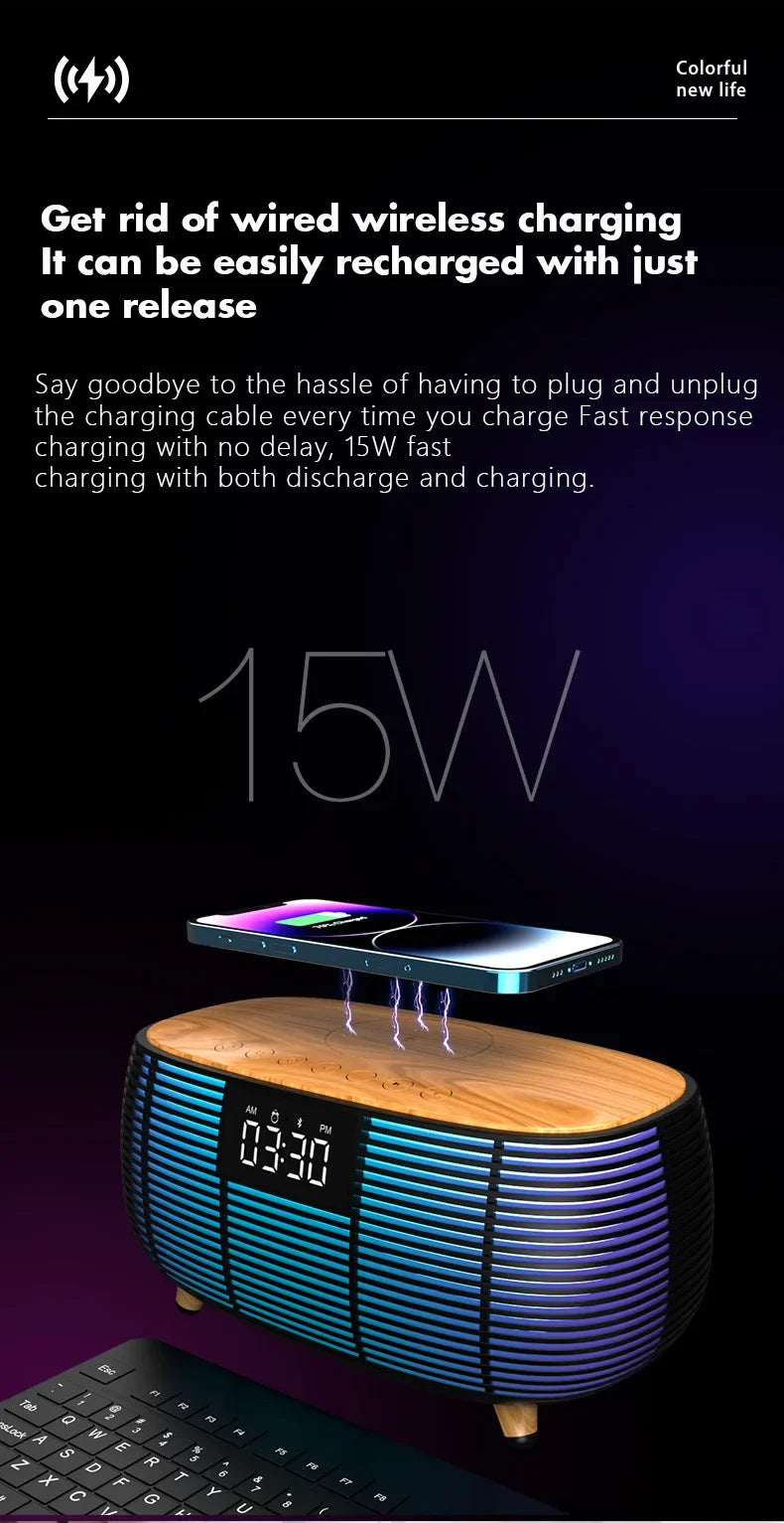 Wireless Charging with Decorative Lighting and BT Speakers