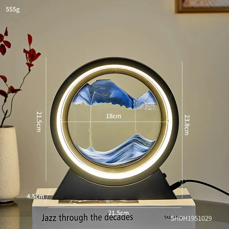 Creative Quicksand Table Lamp Moving Sand Art Picture 3D Hourglass