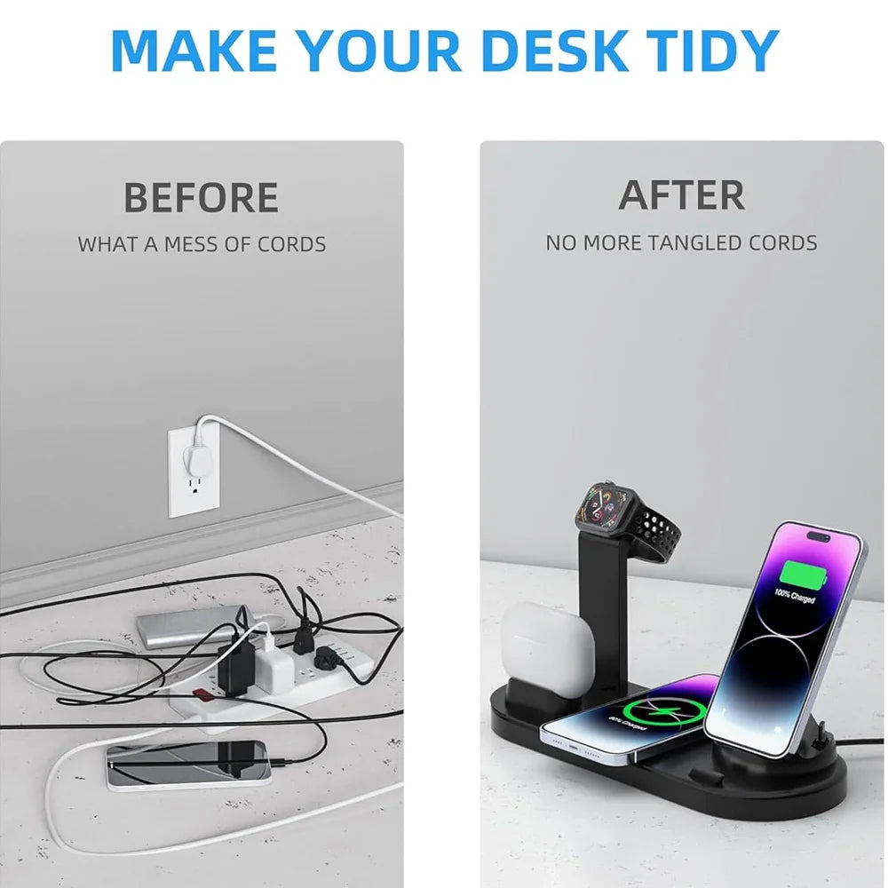 5 in 1 Universal Fast Charging Wireless Charger Stand Foldable Charging Station