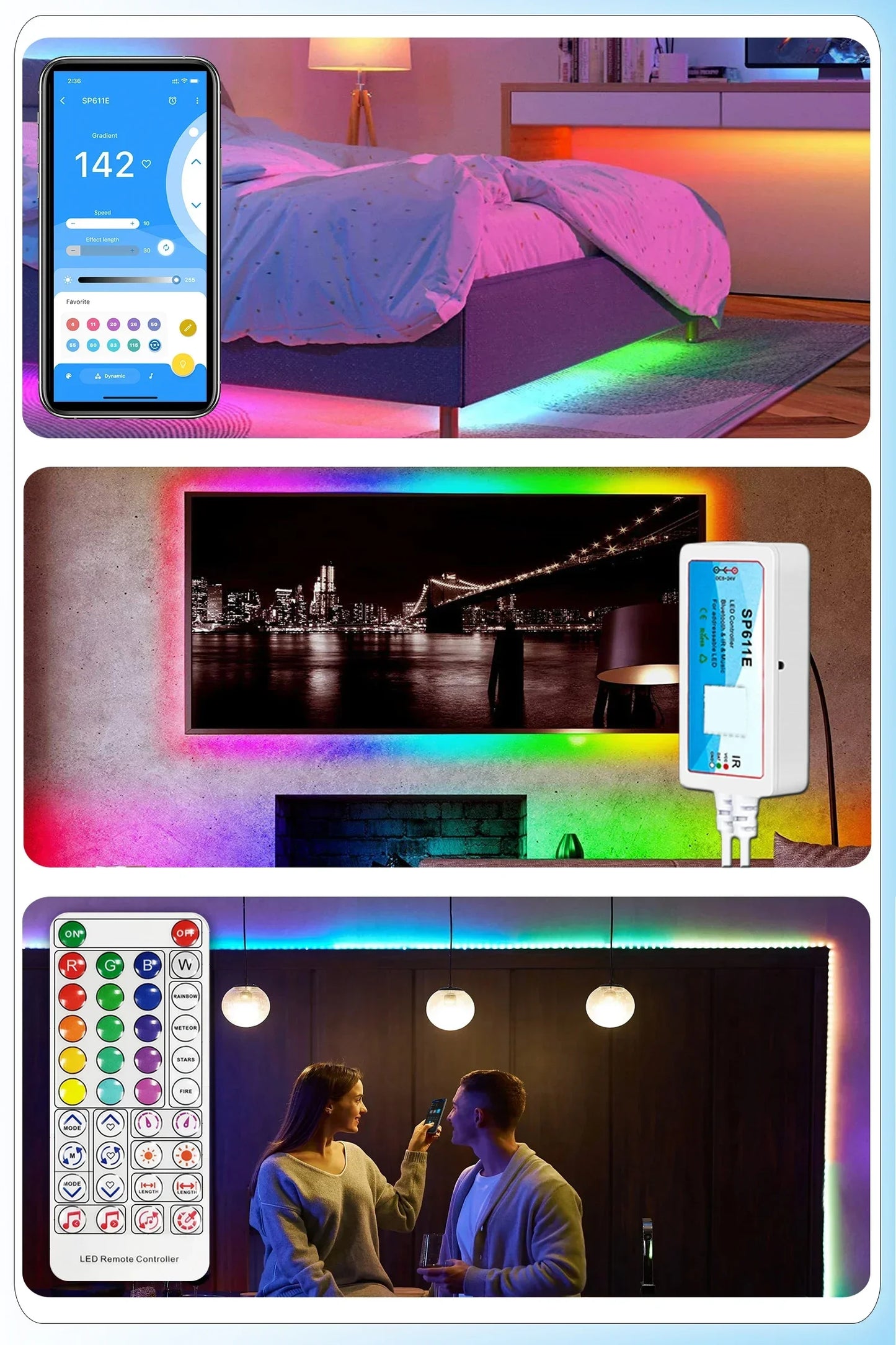 RGBIC Decorative LED Lights Strip with Music Sync 84LEDs/M