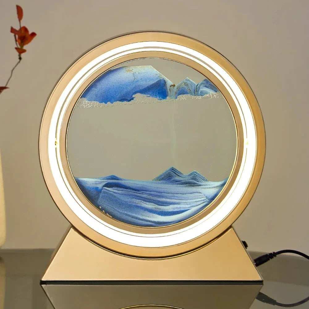 Creative Quicksand Table Lamp Moving Sand Art Picture 3D Hourglass