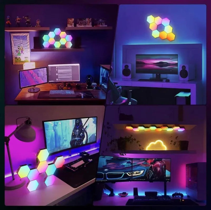 RGB Intelligent Hexagonal Wall Lamp - Color-changing Ambient Night Light - APP Control Quantum Lamp