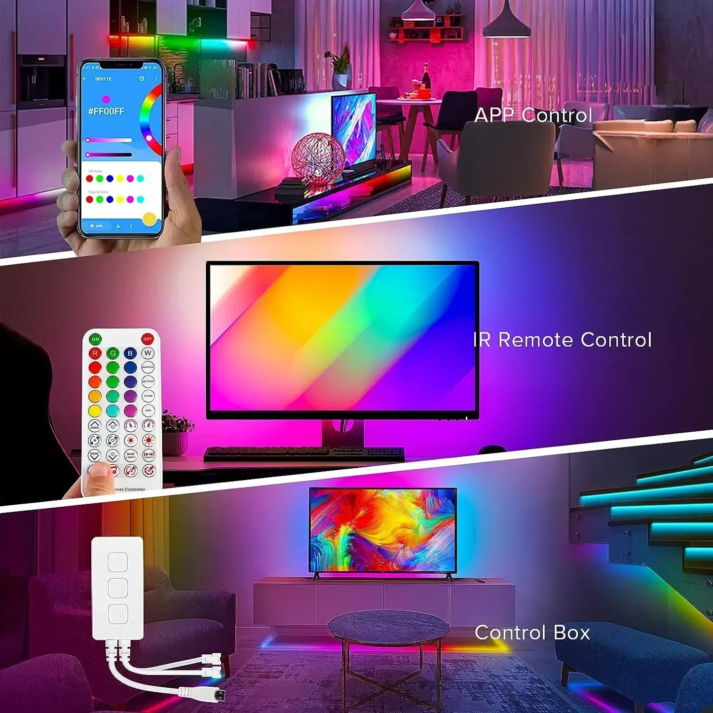 RGBIC Decorative LED Lights Strip with Music Sync 84LEDs/M