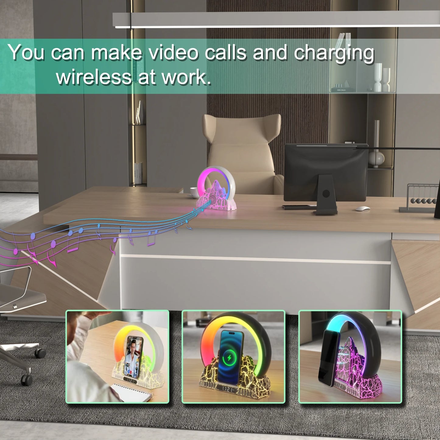 Multifunction Wireless Charger - BLE Speaker - Clock - Smart Life APP