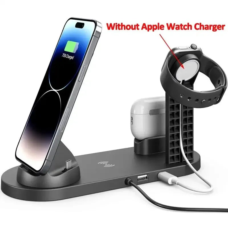 7 In 1 Wireless Charger For iPhone 15 14 13 12 11 X Apple Watch Airpods