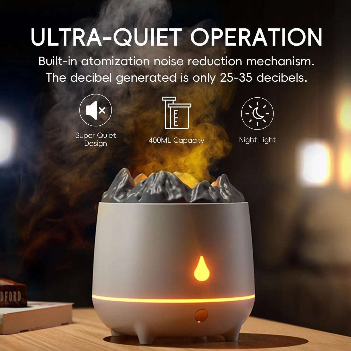 Aromatherapy Machine - Air Humidifier - USB Smart Volcano Flame Essential Oil Diffuser