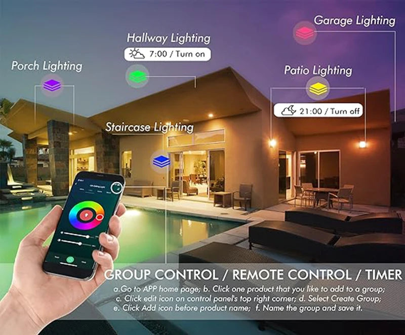 RCBCW Smart Outdoor Wall Light - Dimmable - Smart Life APP - Alexa - Google