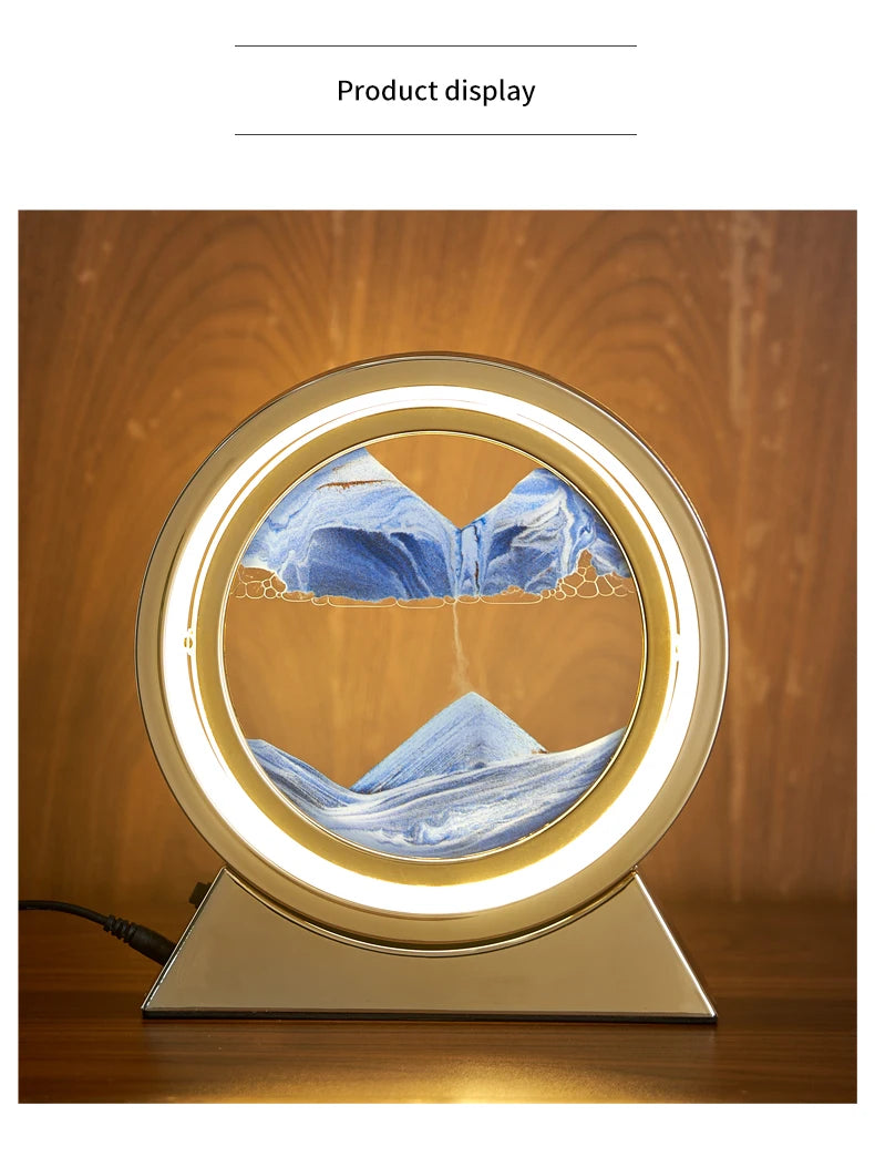 Creative Quicksand Table Lamp Moving Sand Art Picture 3D Hourglass