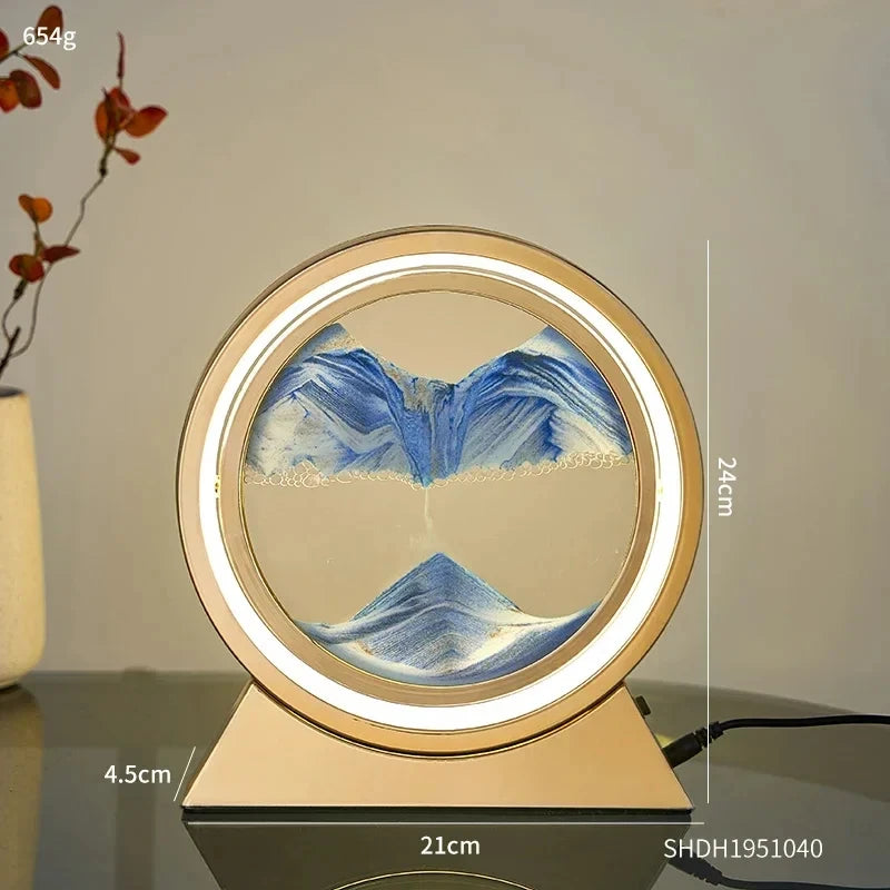 Creative Quicksand Table Lamp Moving Sand Art Picture 3D Hourglass