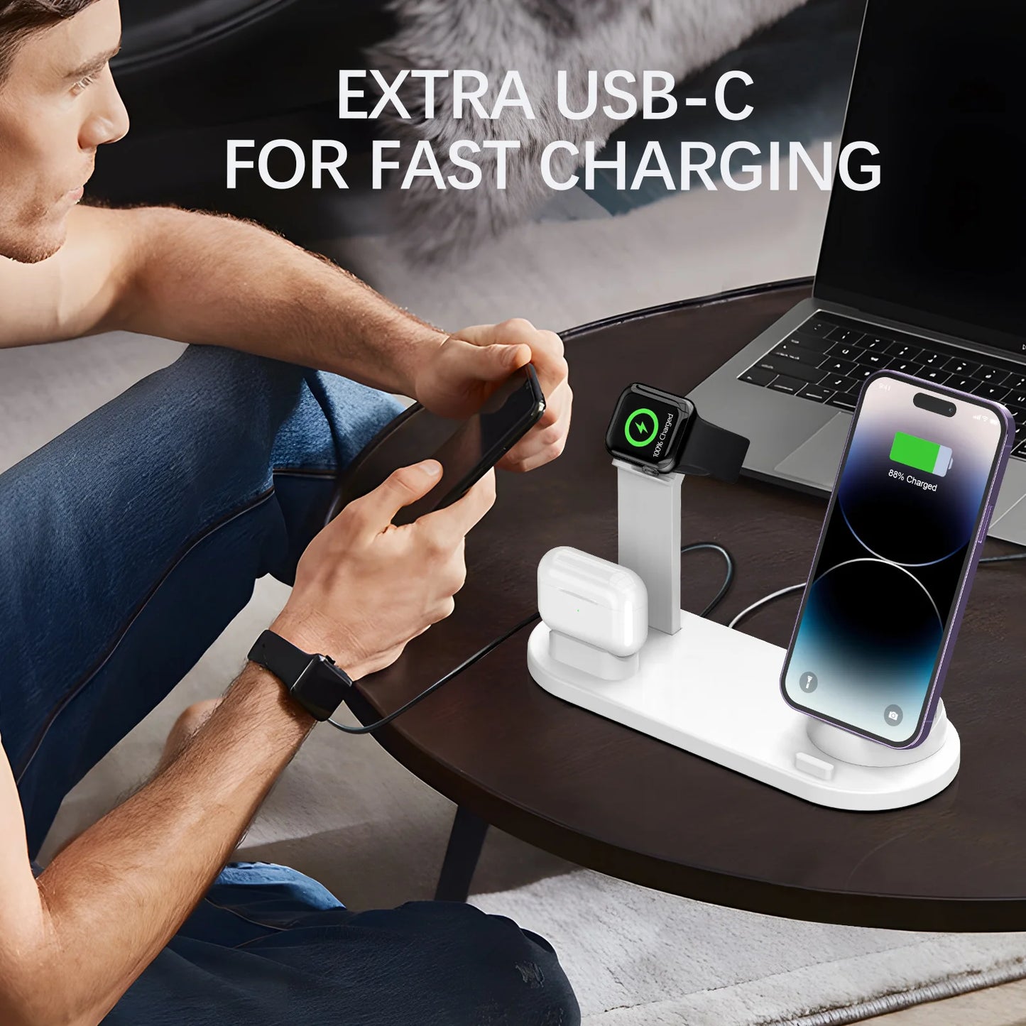 5 in 1 Universal Fast Charging Wireless Charger Stand Foldable Charging Station