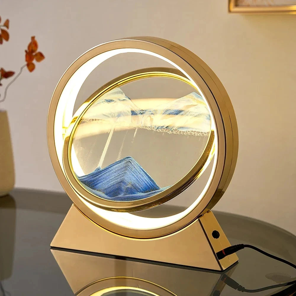 Creative Quicksand Table Lamp Moving Sand Art Picture 3D Hourglass