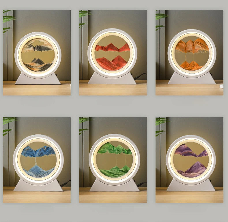 Creative Quicksand Table Lamp Moving Sand Art Picture 3D Hourglass