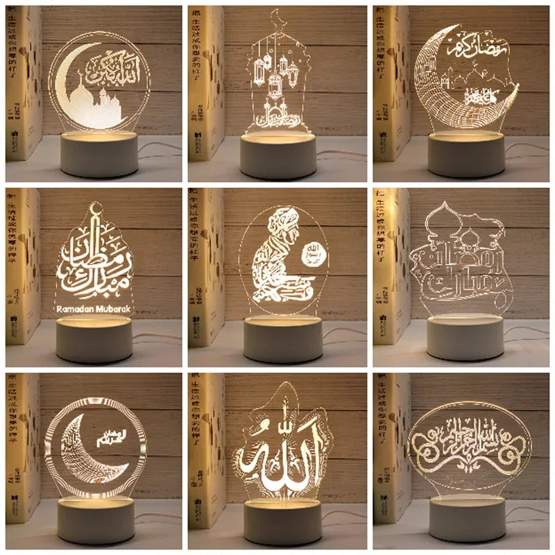 3D Acrylic Night Light - Arabic Art - USB