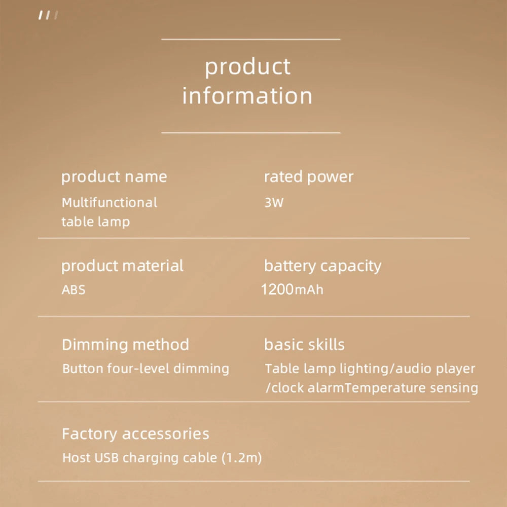 Multifunctional LED Table Lamp - Wireless Charger - Alarm Clock - Night Light