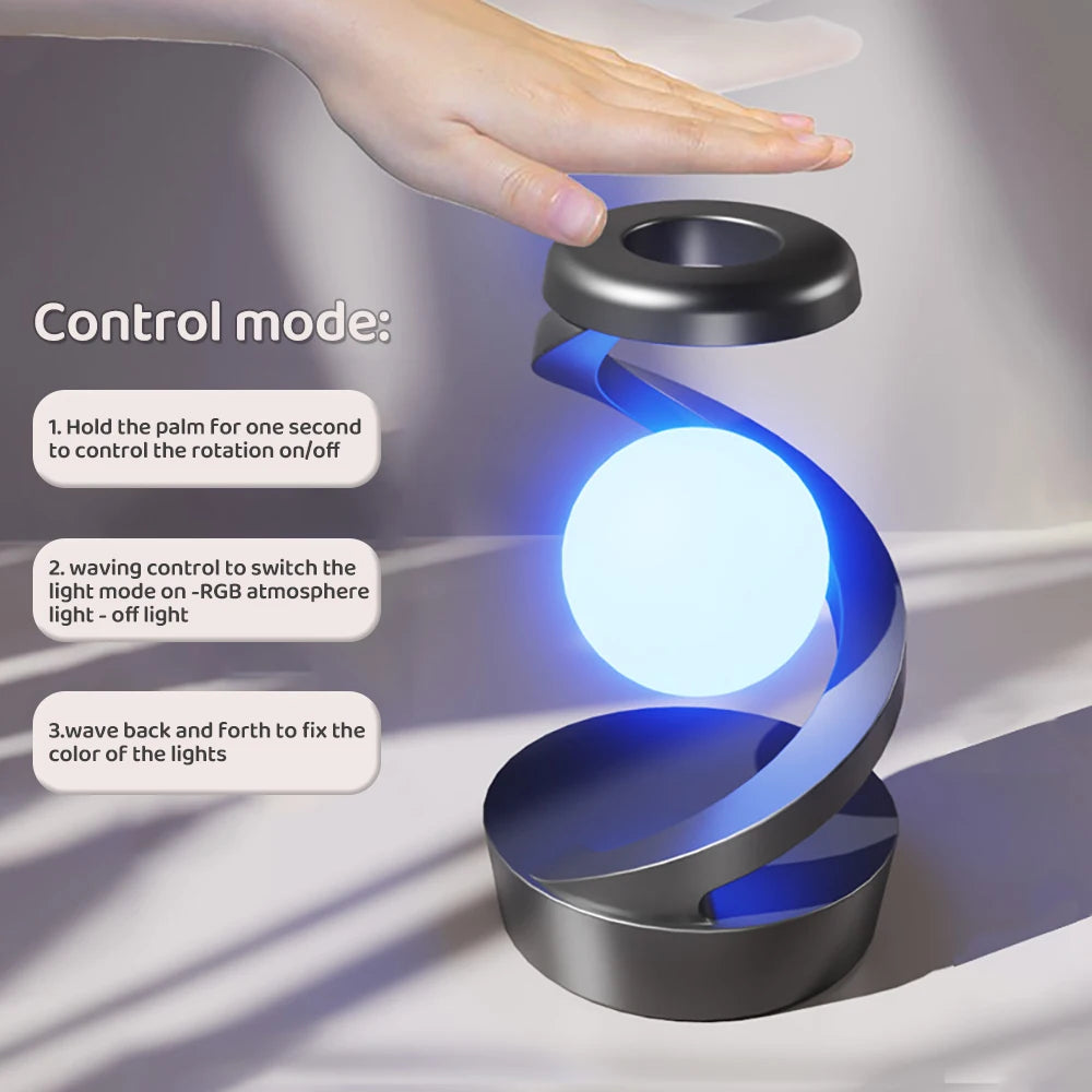 Wireless Charging Rotating Suspension with Decorative LED Lights
