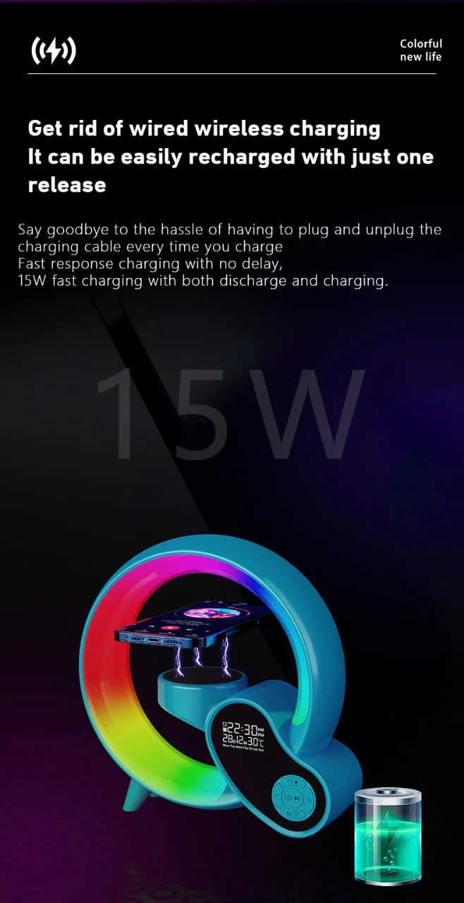 Decorative Night Light with Wireless Charging and Sunrise/Sunset Simulation