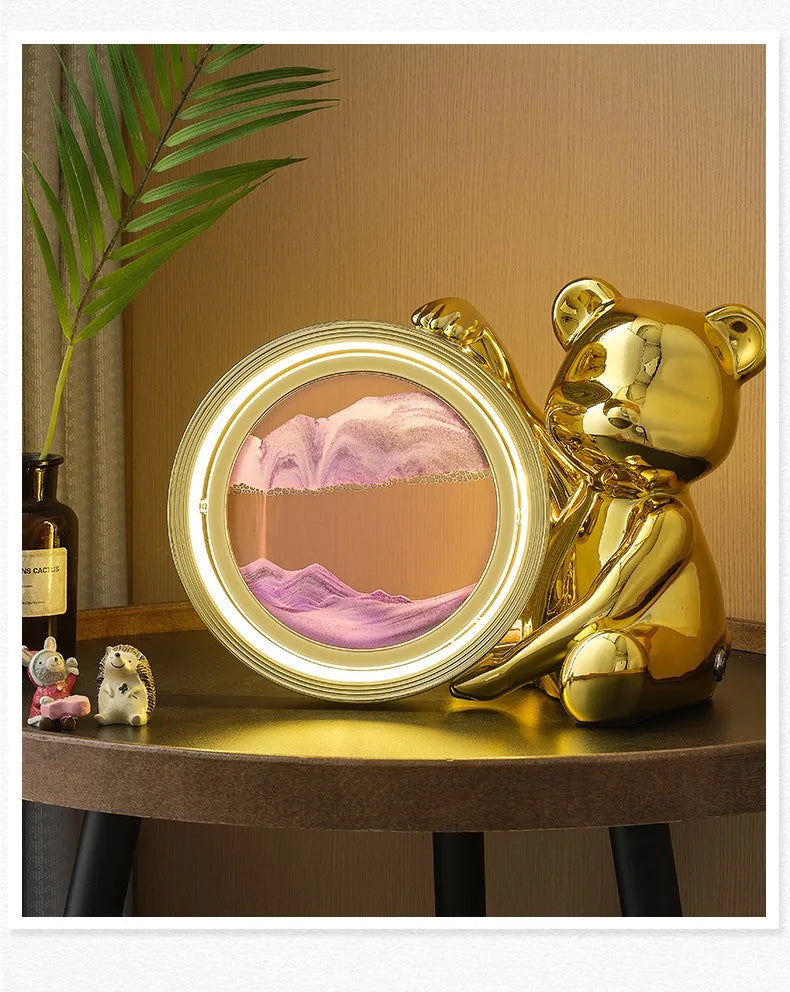 Cute Bear Flowing Sand Decoration Lights