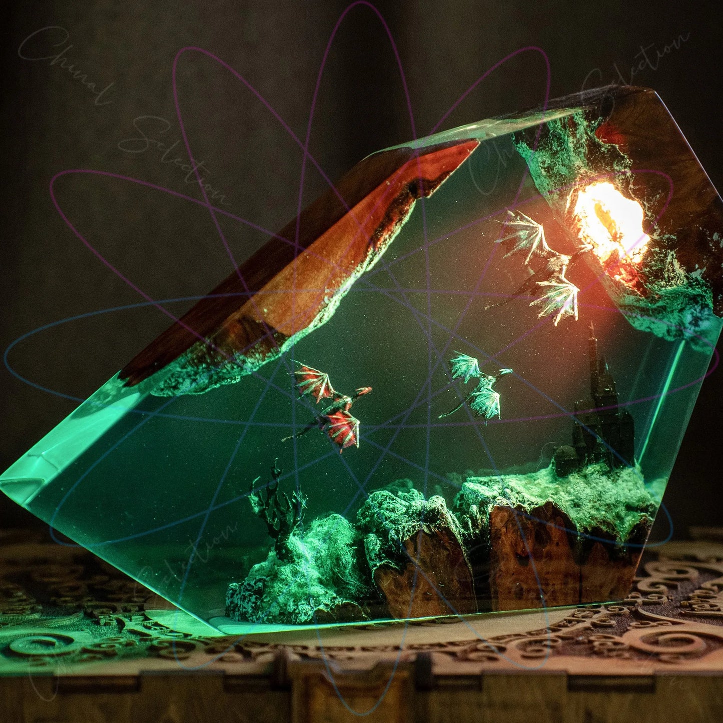 Fire and Ice Dragon Resin Light