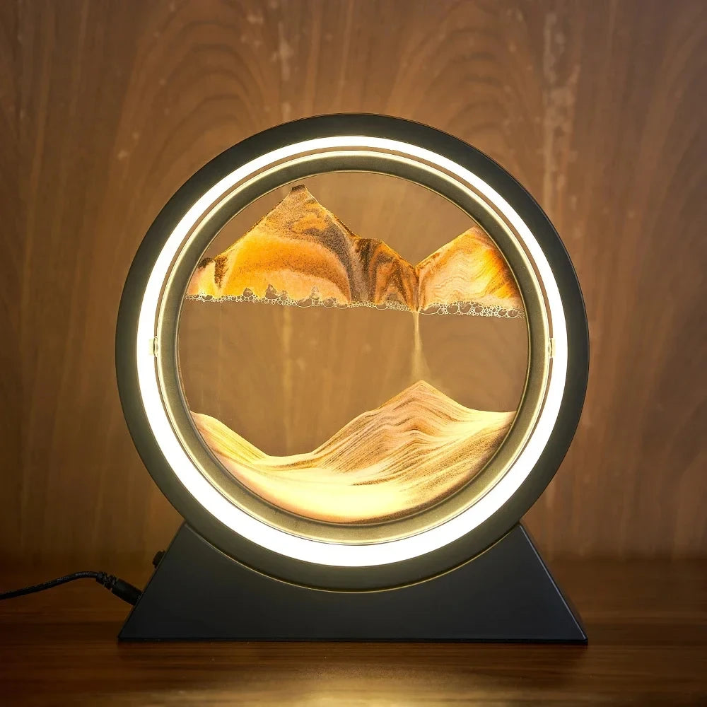 Creative Quicksand Table Lamp Moving Sand Art Picture 3D Hourglass