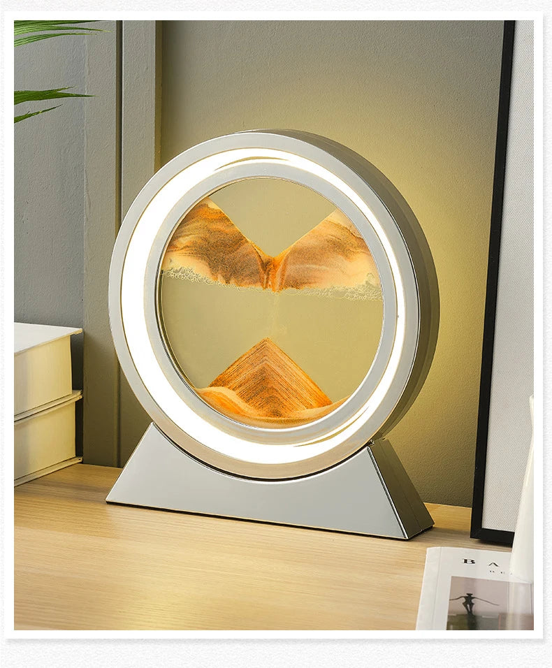 Creative Quicksand Table Lamp Moving Sand Art Picture 3D Hourglass