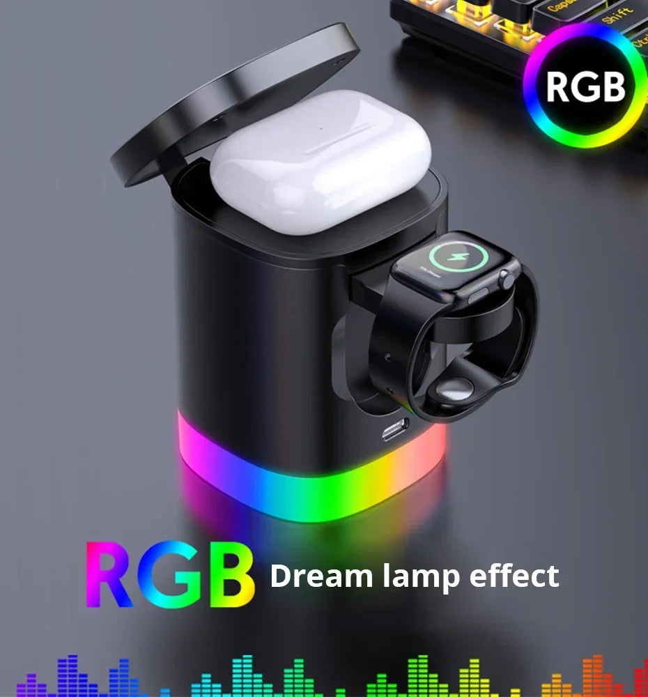 3 in 1Magnetic Wireless Charger Stand For iPhone with RGB Light