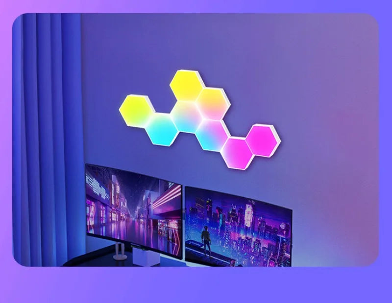 RGB Intelligent Hexagonal Wall Lamp - Color-changing Ambient Night Light - APP Control Quantum Lamp
