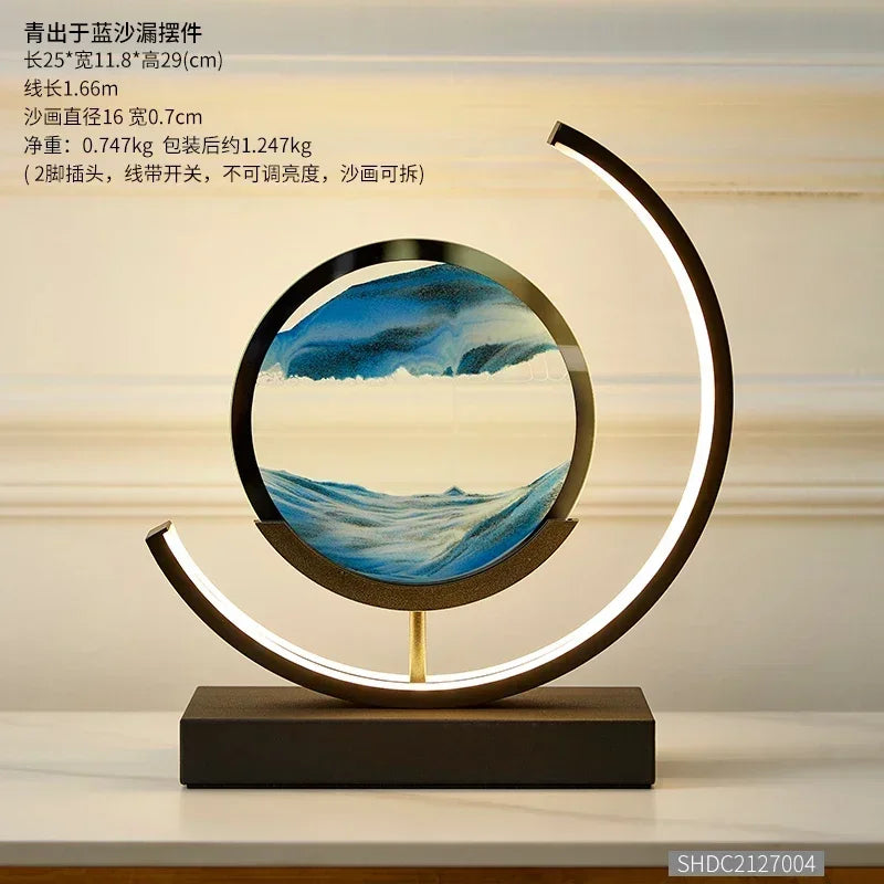 Creative Decompression Quicksand Painting Hourglass Decoration Office Top Decoration Living Room Bedroom Bedside Night Light
