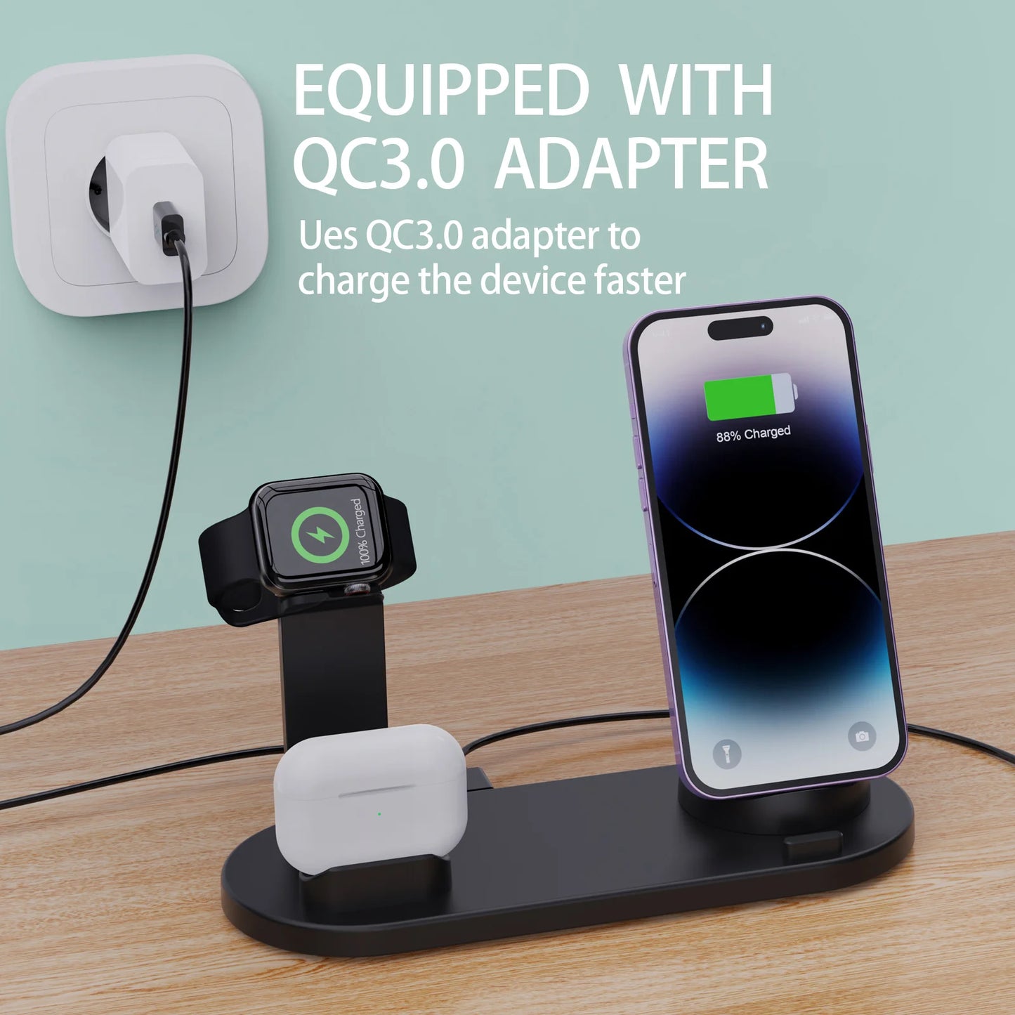 5 in 1 Universal Fast Charging Wireless Charger Stand Foldable Charging Station